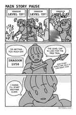 Main Story Pause - Dragoon, level up! WoL looks concerned at the level up message as she stabs a monster. Dragoon, level up! WoL still looks concerned at the level up message as she hands a bag to an NPC. Dragoon, le- WAIT! WoL waves her hand in front of the message. "I'm getting too much EXP. The level cap is lv60 for the free trial. Main story quests are only lv54 right now." She's a lv58 dragoon. She looks down at her lance. Then tilts her head a bit. "I guess I'll start another class."